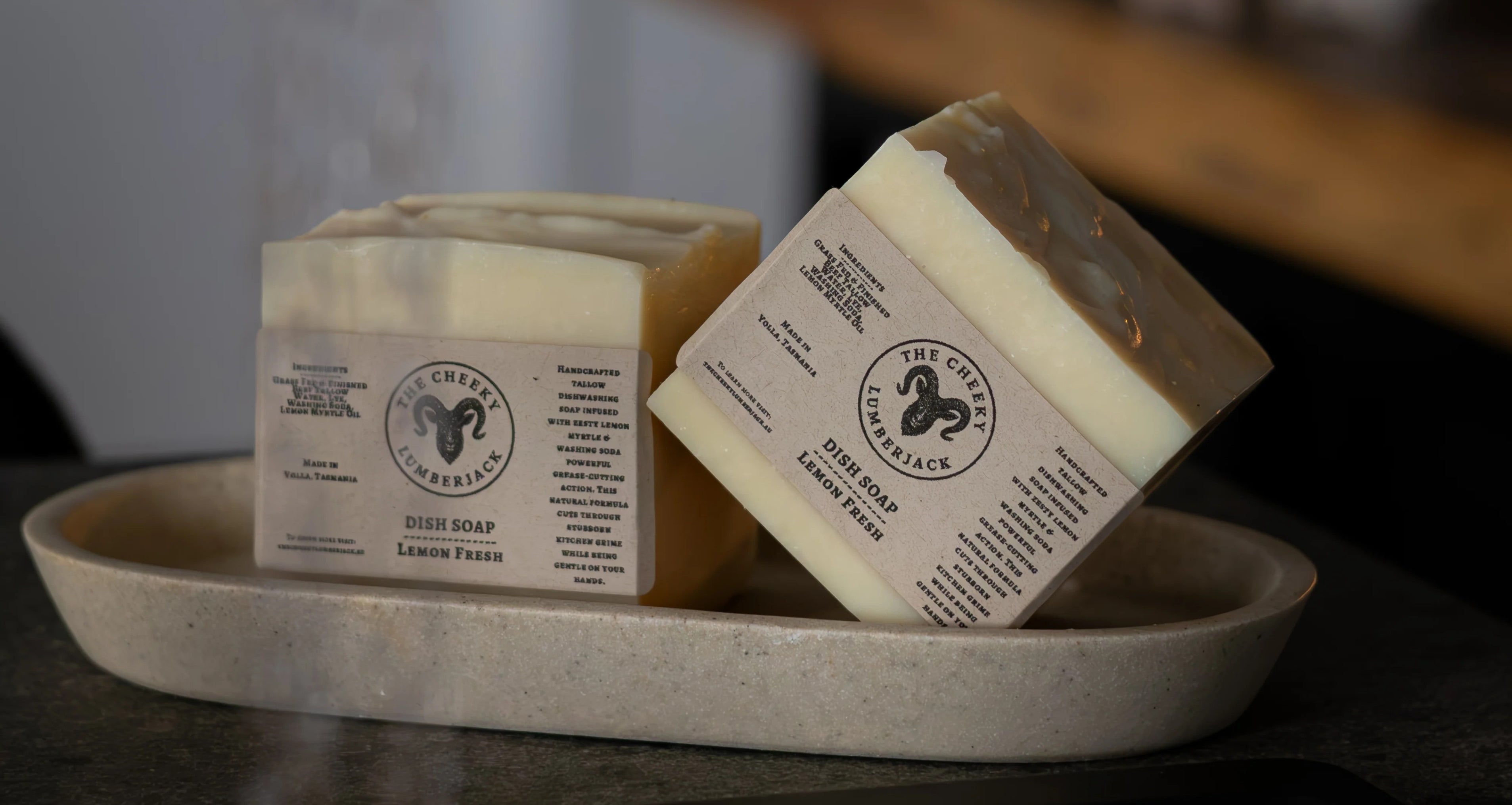 Lemon Fresh Tallow Dish Soap — Handcrafted Lemon Myrtle Formula That Cuts Grease, Is Gentle on Hands, and Eco-Friendly