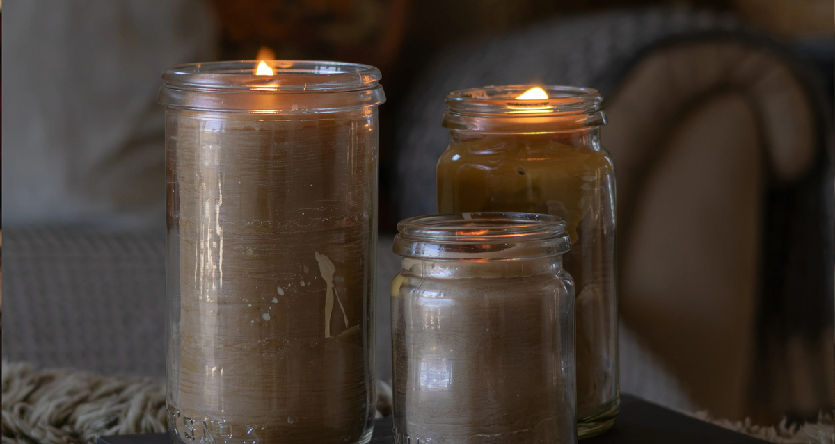 FOWLERS Pure Tasmanian Beeswax Jar Candle Bundle — Clean-Burning, Low-Soot, Evenly Diffused Light and Reusable Glass Jars (5 Sizes)