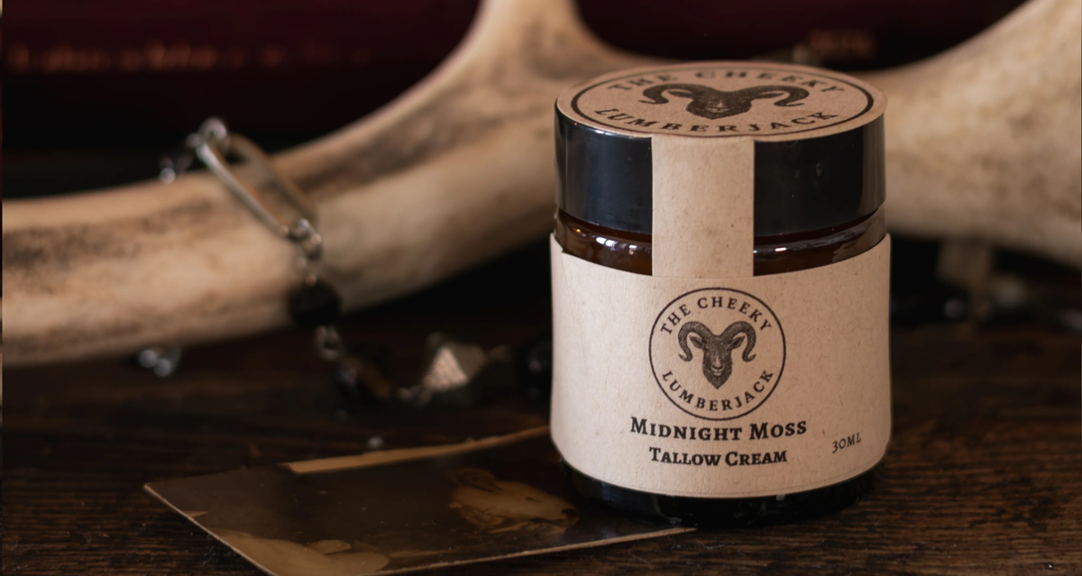 Midnight Moss Tallow Cream: Natural Tallow & Beeswax Balm for Dry, Windburned Skin — Barrier Repair with Botanical Oils and Patchouli