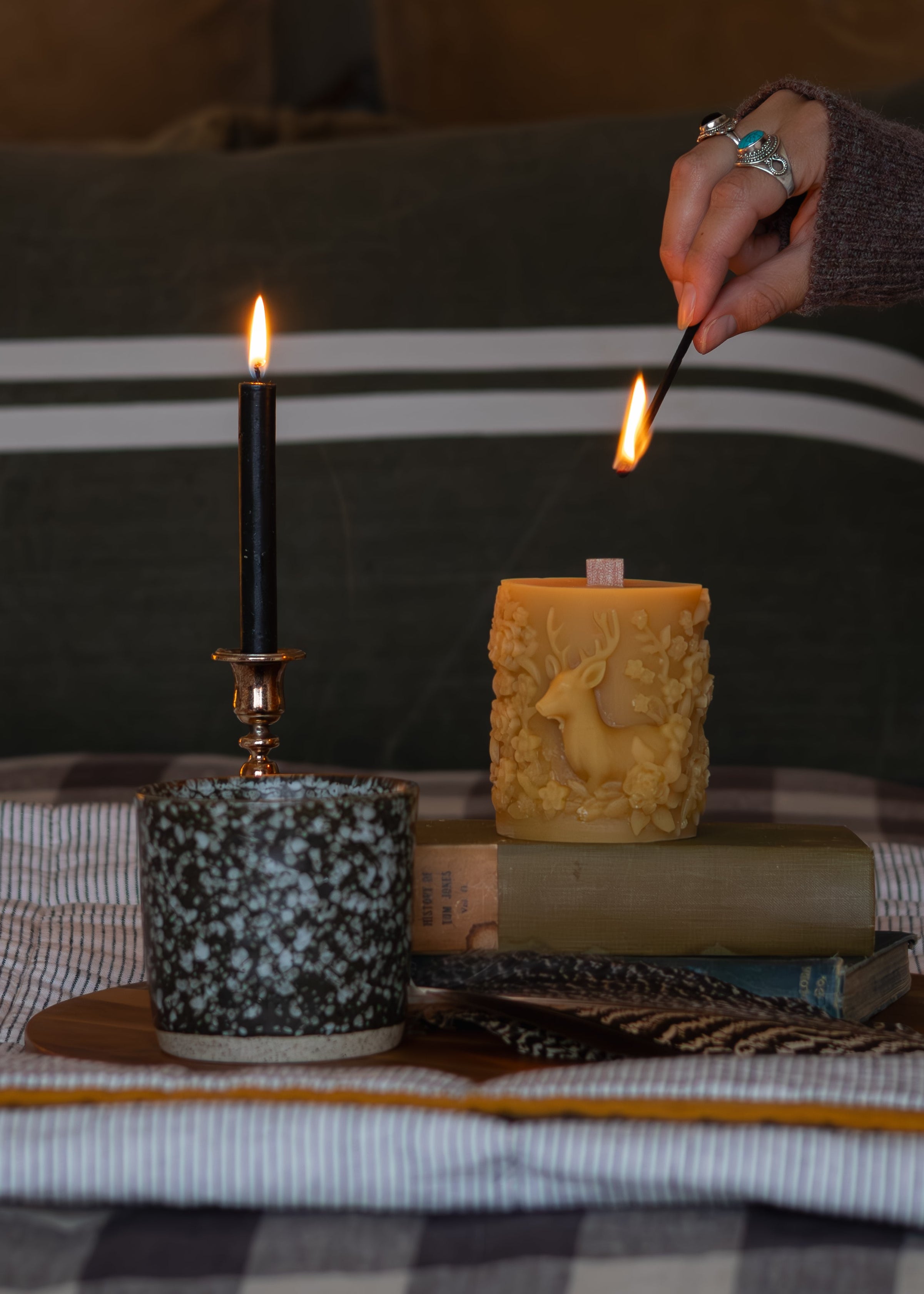 DEER IN THE FLOWERS | TASMANIAN BEESWAX CANDLE