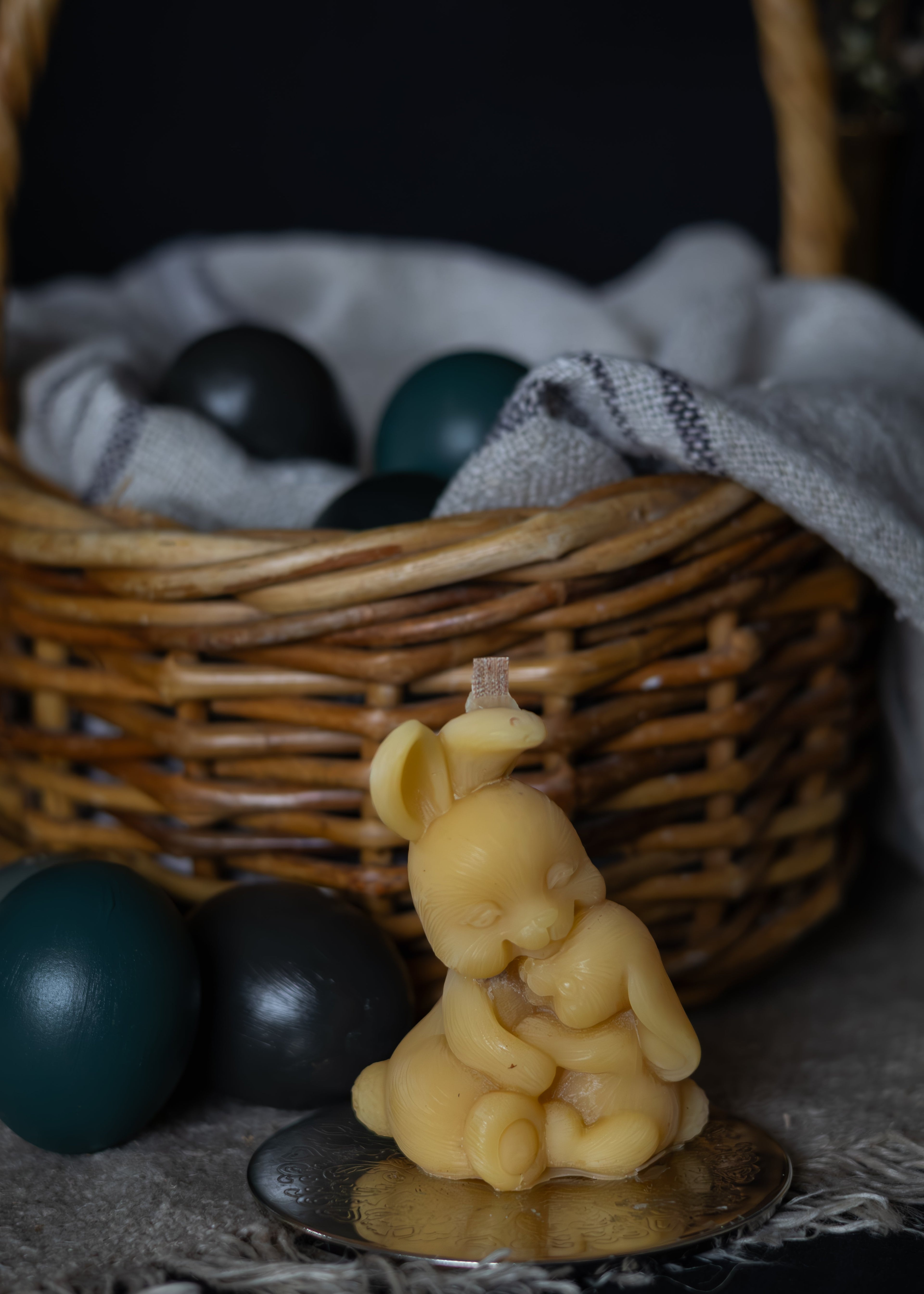 EASTER BUNNY EMBRACING BABY BUNNY | TASMANIAN BEESWAX CANDLE