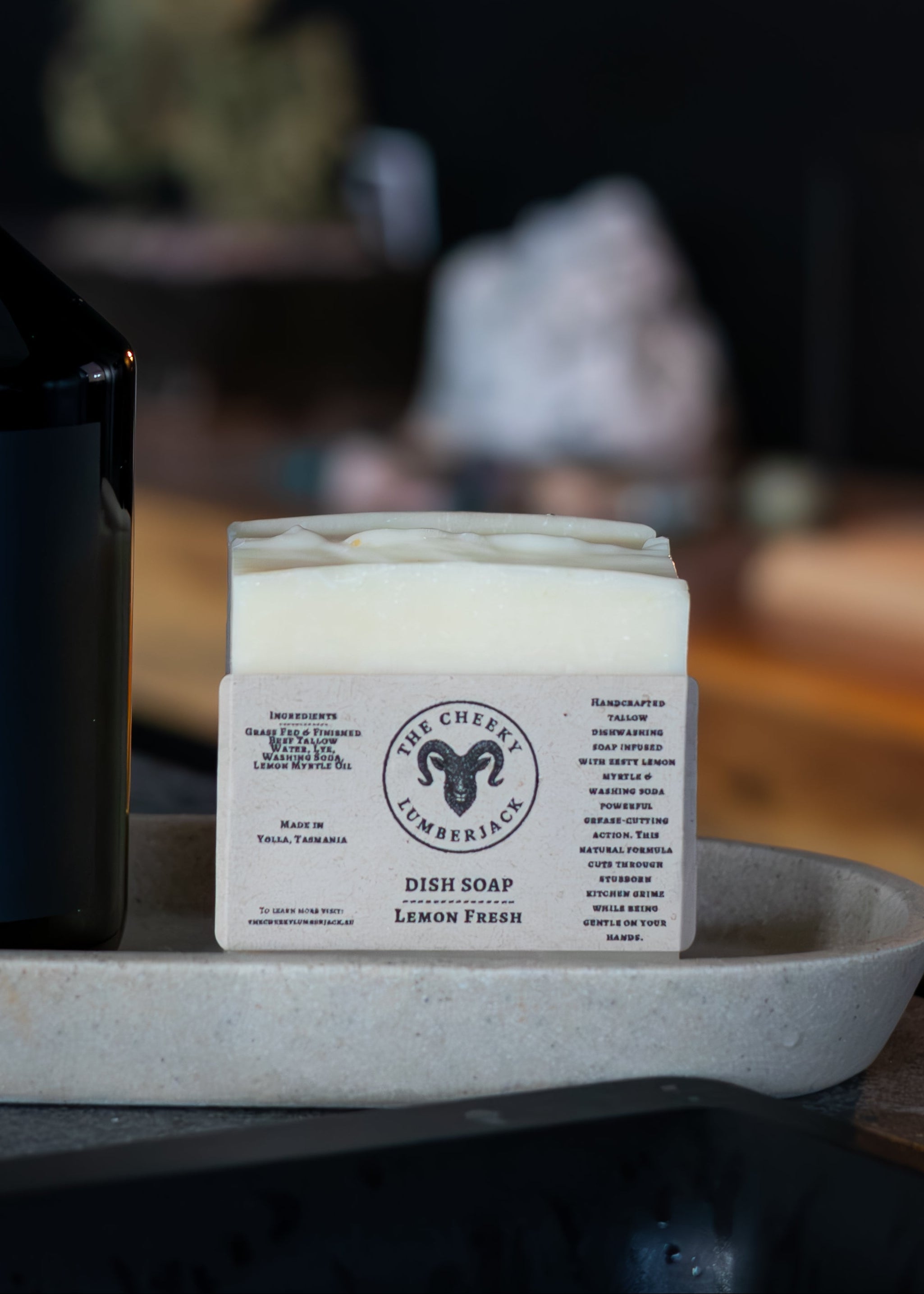 Columbus grooming products on a tray with a dark background
