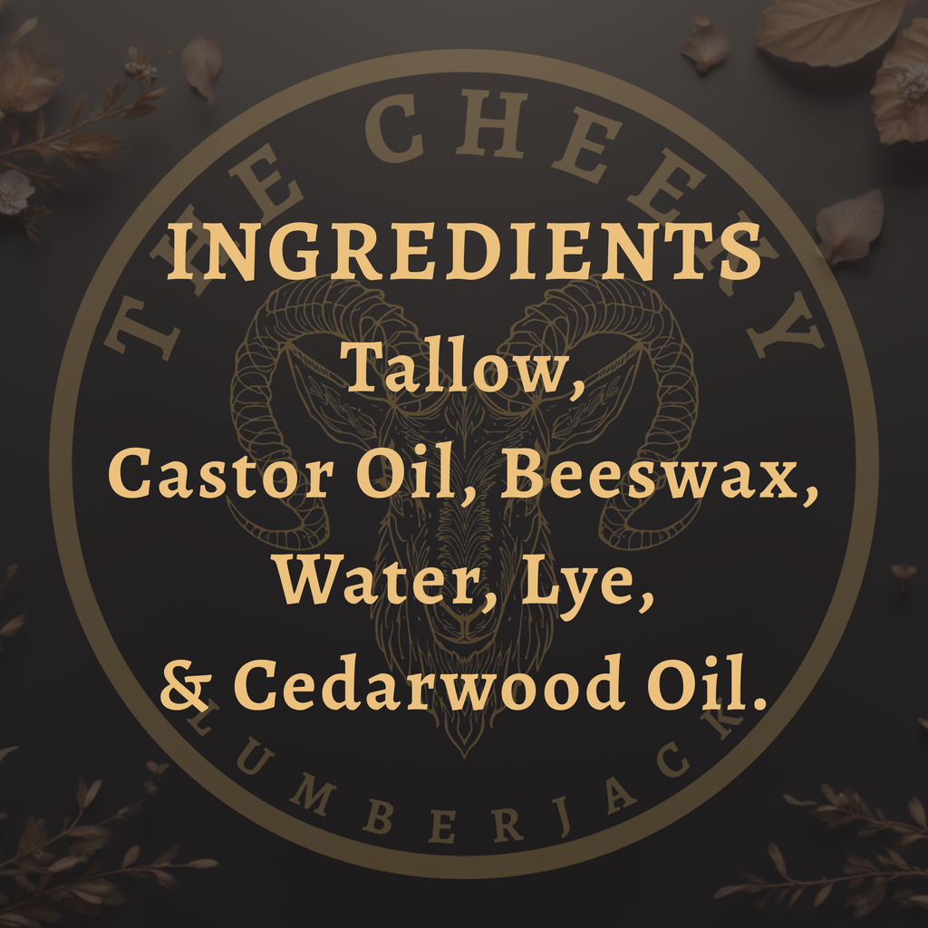 List of ingredients for a product with a ram's head logo on a dark background.